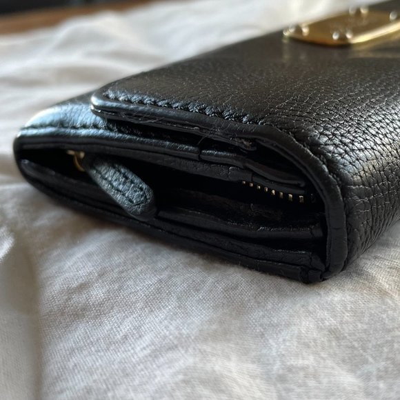 Michael Kors Jet Set Slim Flap Pebbled Leather Wallet Black - Picture 4 of 16